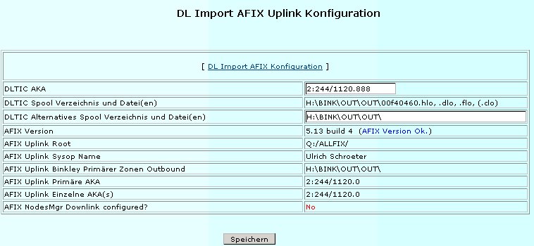 Screenshot PHP-Nuke DLIMP Admin Console Module v1.10, Eingabe Downlink AKA